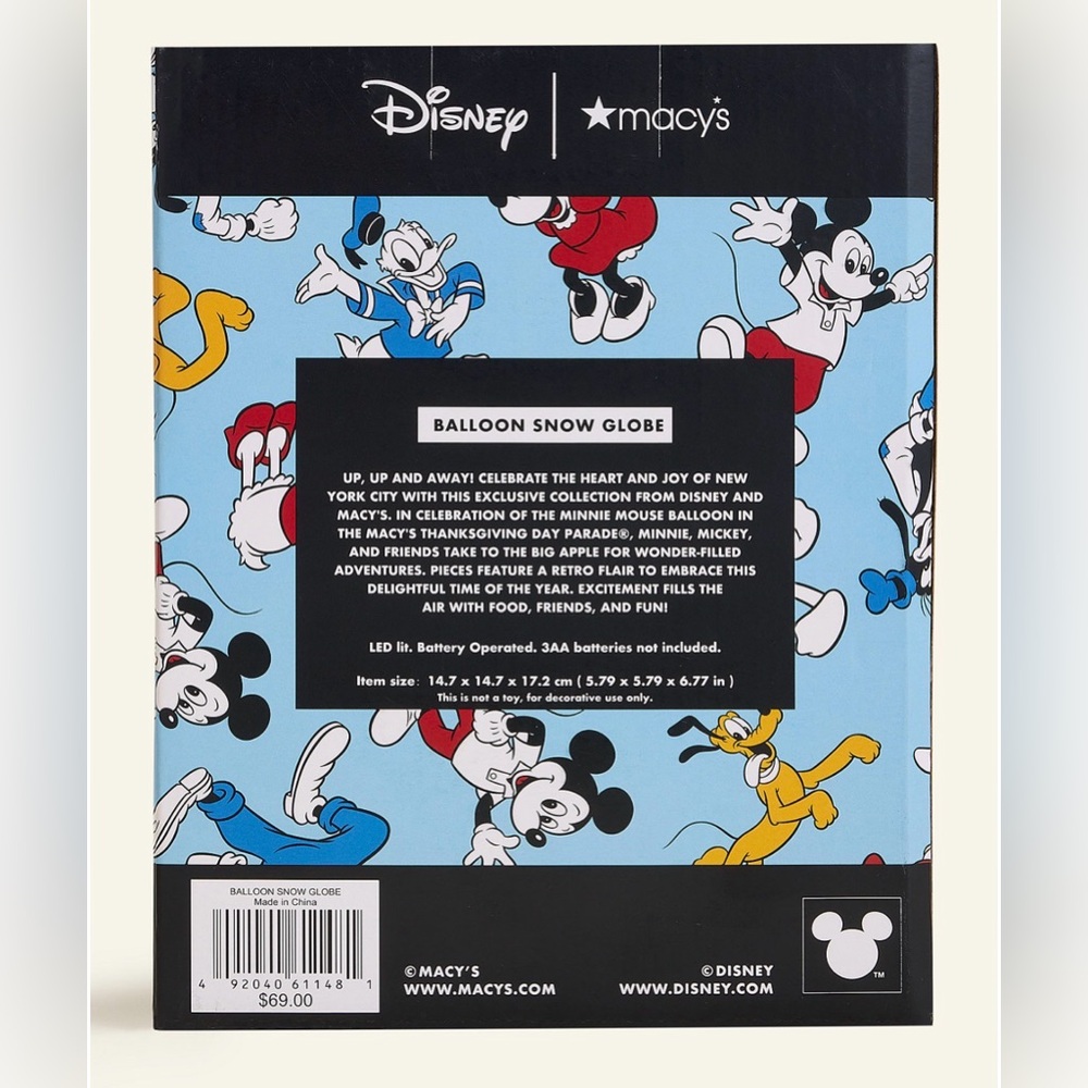 Limited Edition Disney Balloon LED Snow Globe- Mickey, Donald, & Minnie NIB - Picture 6 of 7